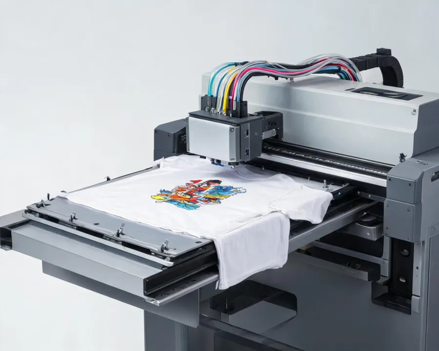 DTG printer and garment platen detail