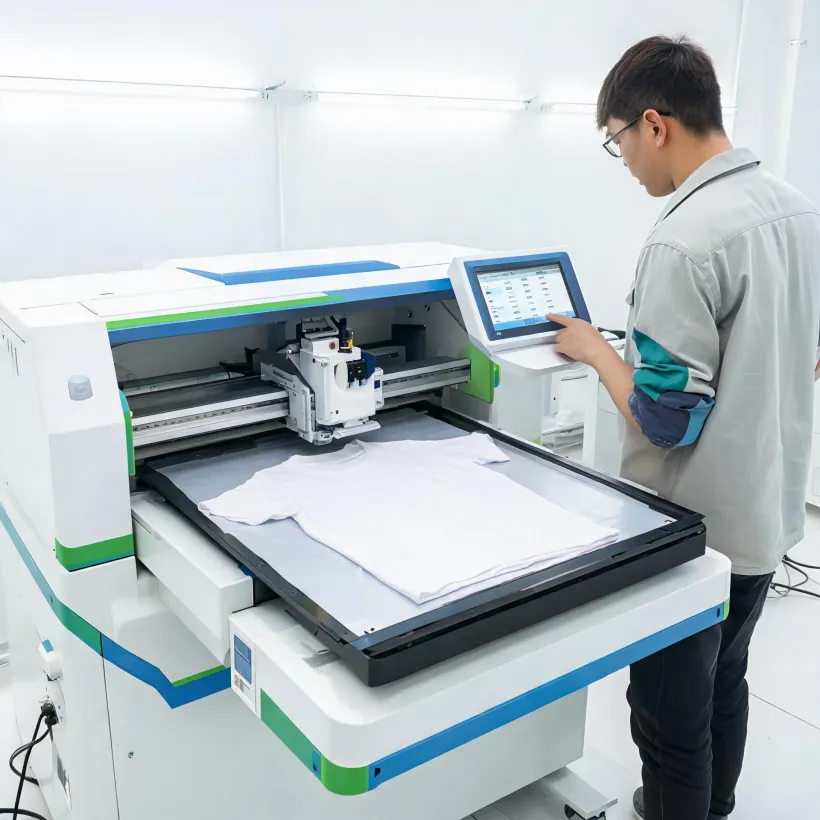 Industrial garment printer for portfolio evaluation