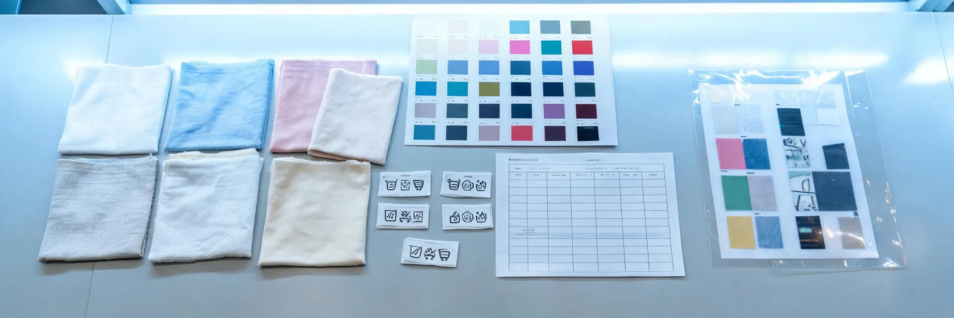 Garment samples arranged for a print trial